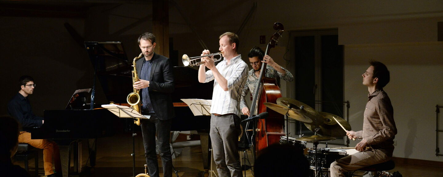 Das Michel Schroeder Quintett in der Studiobühne. Foto: Achim Krauskopf/EFS